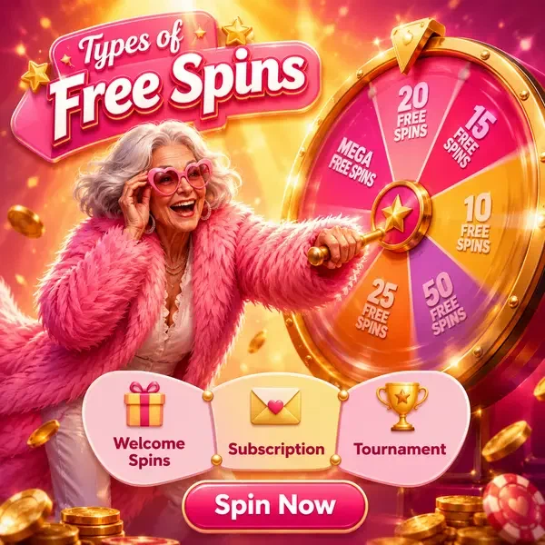 Energieke vrouw draait kleurrijk prijzenwiel voor gratis spins bij Spingranny Casino