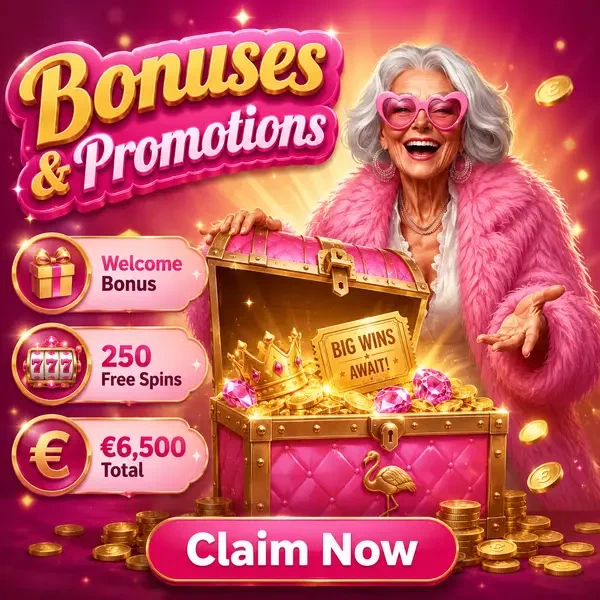 Spingranny bonussen schatkist die overloopt met welkomstbeloningen en gratis spins