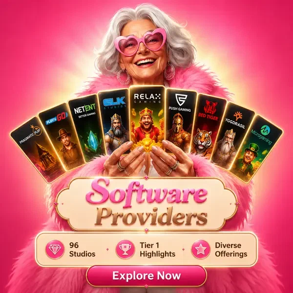 Spingranny Software Providers die diverse speltegels tonen met bonusaanbiedingen weergegeven